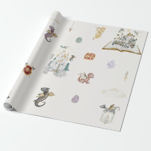 Boho Märchenbuch Drachen Baby Shower Geschenkpapier