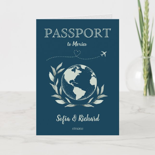Boho Mariage Destination Carte de passeport Code Q (Devant)