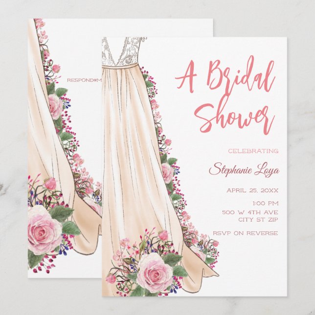 Boho Mariage habillage douche nuptiale Invitation (Devant / Derrière)