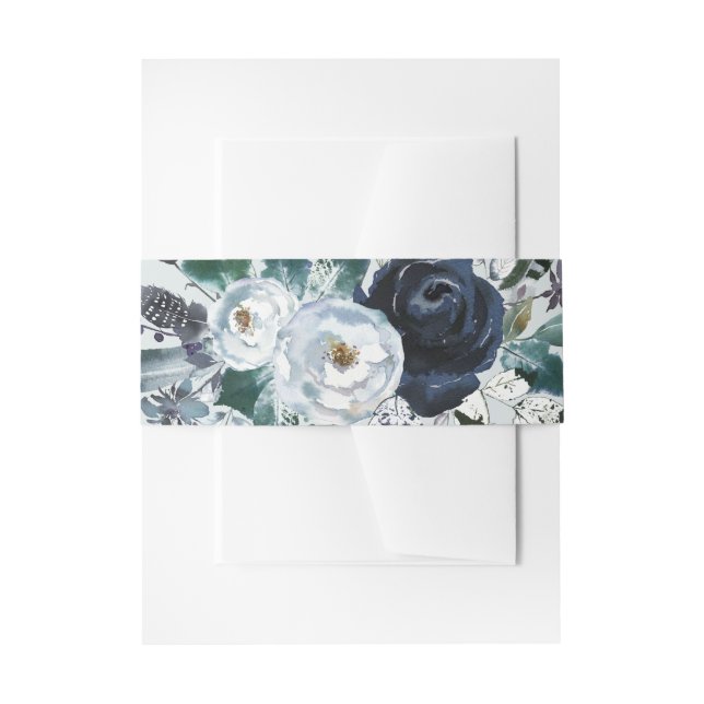 Boho Marine-Pfingstrosen-BlumenKranz auf Grau Einladungsbanderole (Vorderseite Beispiel)