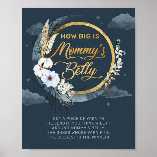 Boho Marine und Goldfolie Wie groß Mama's Bauchspi Poster (Vorne)