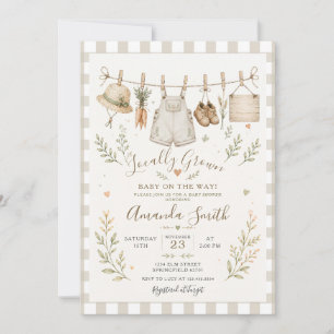 Boho-Markt lokal angebaute Babyparty Gingham Einladung