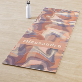 Boho Marmor Monogramm Tartan Orangenbraun lila Yogamatte