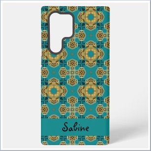 Boho-Marokkanische Fliesen Blau und Gold Samsung Galaxy Hülle