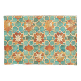 Boho marokkanische Türkis und Terracotta Floral Kissenbezug