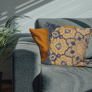 BOHO marokkanischer Arabesken-Entwurf in Blau und Kissen