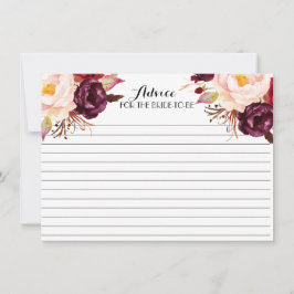 Boho Marsala Belles cartes de conseils floraux