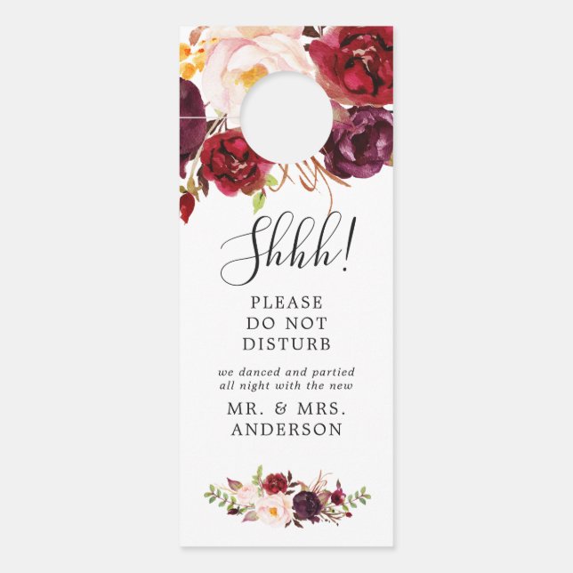 Boho Marsala Floral Wedding Welcome Door Hanger Türanhänger (Vorderseite)
