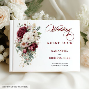 Boho marsala or blanc rose livre d'or mariage
