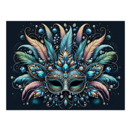Boho Masquerade Feather Jewel Mask Poster