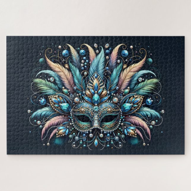 Boho-Masquerade-Feder-Juwelen-Maske (Horizontal)