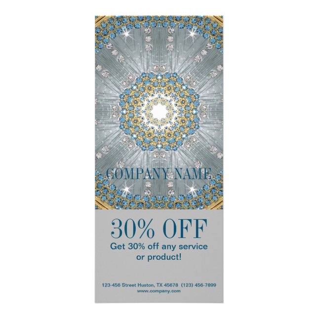 Boho Massage Therapeut Yoga silber blau mandala Werbekarte (Vorne)
