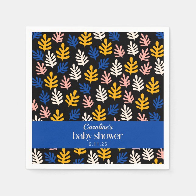 Boho Matisse Botanical Blue Custom Baby Shower Serviette (Vorderseite)