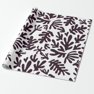 Boho Matisse Botanical Shapes Schwarz-weiß Geschenkpapier