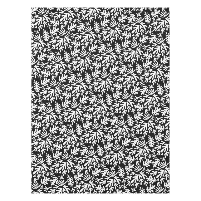 Boho Matisse Botanical Shapes Schwarz-weiß Tischdecke (Vorderseite)