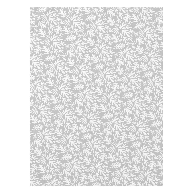 Boho Matisse Botanische Formen Muster Grau Weiß Tischdecke (Vorderseite)