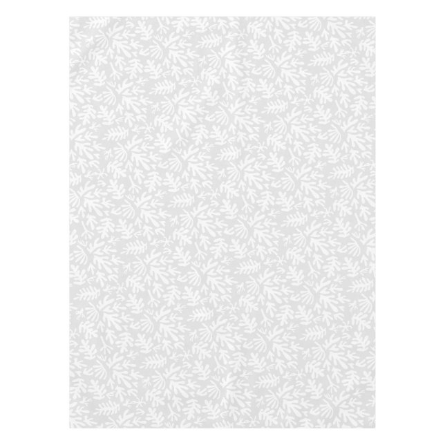 Boho Matisse Botanische Formen Muster Grau Weiß Tischdecke (Vorderseite)