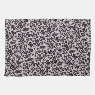 Boho Matisse botanische Formen Muster Schwarz Grau Geschirrtuch