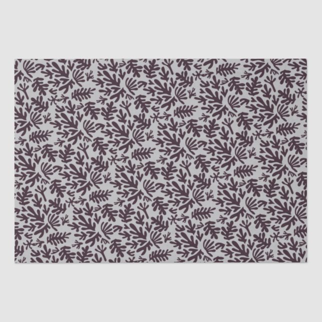 Boho Matisse botanische Formen Muster Schwarz Grau Seidenpapier (Vorderseite)