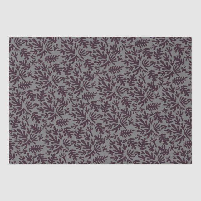 Boho Matisse botanische Formen Muster Schwarz Grau Seidenpapier (Vorderseite)