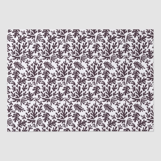 Boho Matisse botanische Formen Muster Schwarz Grau Seidenpapier (Vorderseite)