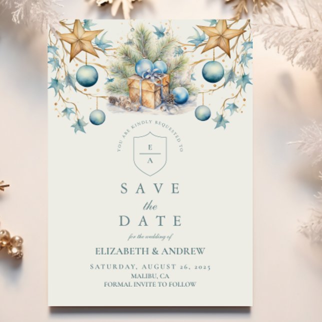 Boho Mattiert Blue Pine Wedding Save The Date (Von Creator hochgeladen)