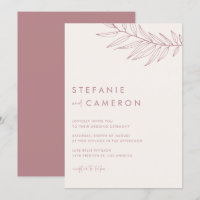 Boho Mauve Minimalistisch Foliage Wedding
