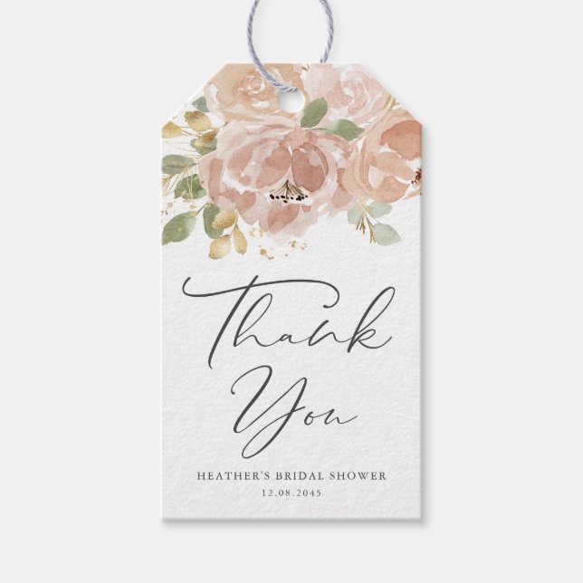 Boho Mauve Peach Blume Brautparty Vielen Dank Geschenkanhänger (Vorderseite)
