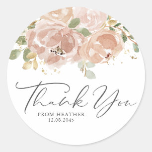 Boho Mauve Peach Blume Geburtstag Vielen Dank Runder Aufkleber