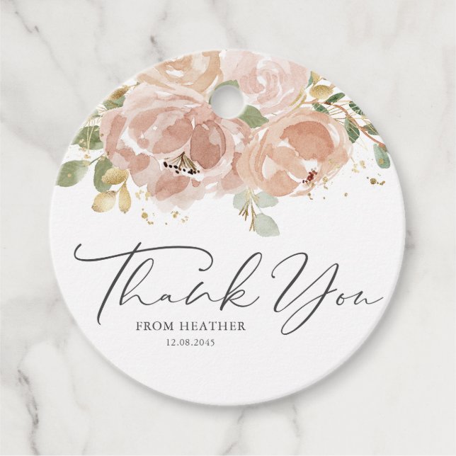 Boho Mauve Peach Blume Vielen Dank Geschenkanhänger (Vorderseite)