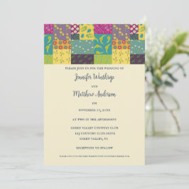 Boho Maximalist Patchwork Quilt Wedding Einladung
