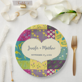 Boho Maximalist Patchwork Quilt Wedding Pappteller