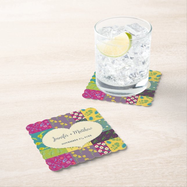 Boho Maximalist Patchwork Quilt Wedding Untersetzer (Vor Ort)