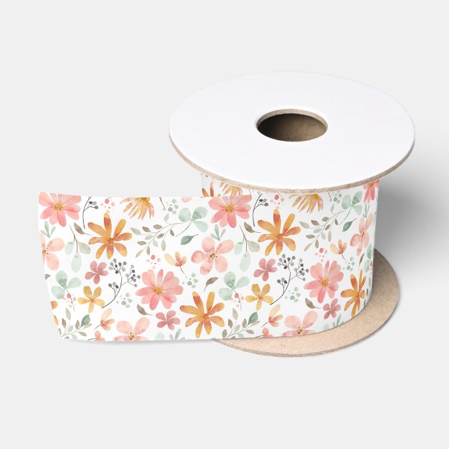 Boho Meadow Wildblumen Garden Floral Satinband (Spule)