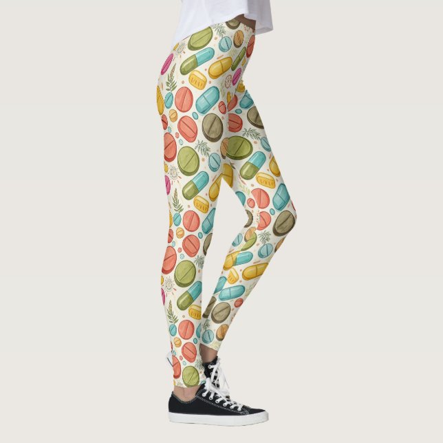 Boho Medicine Aquamarin Blue Green Earth Tones Leggings (Rechts)