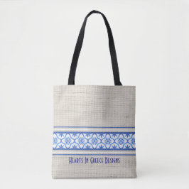 Boho Mediterranean Tile Blue White Personalisiert Tasche