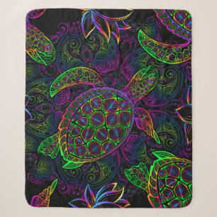 Boho-Meeres-Schildkröte: psychedelisches Mandala-M Sherpadecke