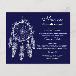 Boho Menu Mariage Marine Blue Dream Catcher