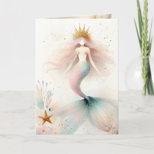 Boho Mermaid Princess Card Dankeskarte (Vorderseite)