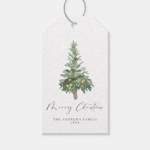 Boho Merry Christmas Watercolor Tree Geschenkanhänger