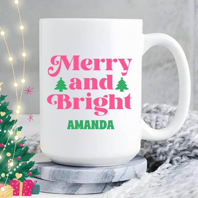Boho Merry und Bright Christmas Pink Holiday Kaffeetasse (Von Creator hochgeladen)