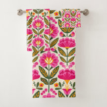 BOHO Mexican Talavera Flowers Fuchsia Pink Floral