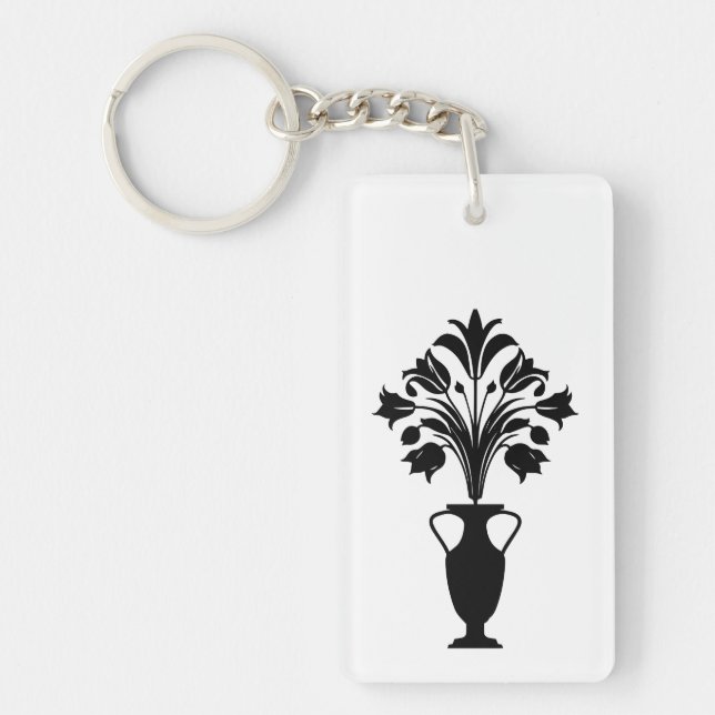 Boho Mid Century Flower Pot Schlüsselanhänger (Vorderseite)