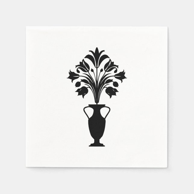 Boho Mid Century Flower Pot Serviette (Vorderseite)