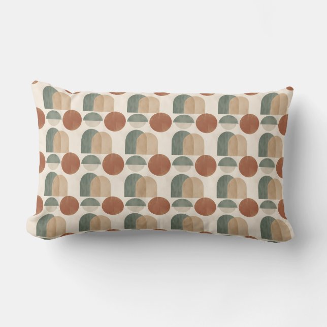 Boho Mid-Century Modern Terracotta & Sage Green Lendenkissen (Vorderseite)