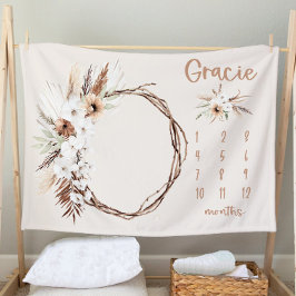 Boho Milestone Blanket Girl - Month Blanket Person Fleecedecke