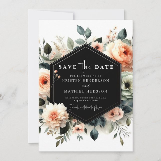 Boho Minimal Peach Wedding Save The Date (Vorderseite)