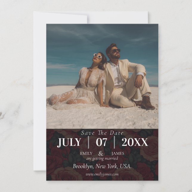Boho Minimal Rustikale Rose Herbsthochzeit Save The Date (Vorderseite)