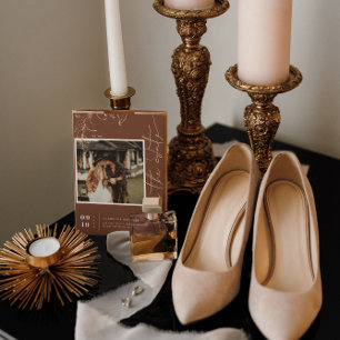 Boho-Minimal Terrakotta Quadratisches Foto Save-th Save The Date