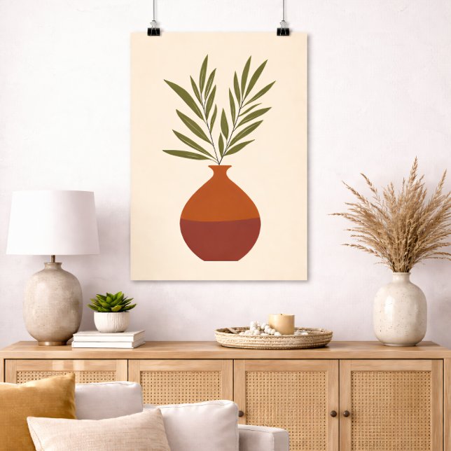 Boho-Minimal-Vase Botanisch Neutral Terrakotta Poster (Von Creator hochgeladen)